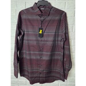MURANO buton up shirt Men's size LT Large Burgundy Black Tall NWT